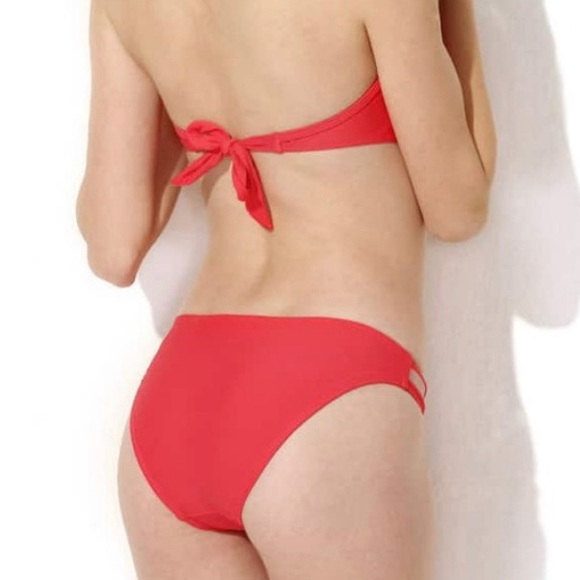NWOT// Red Bandeau Top With Fringe Bust Bikini - Picture 2 of 2